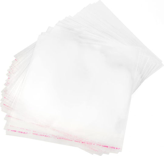 White Self-adhesive Cellophane Bags Set 200 Pieces 30x30 Cm