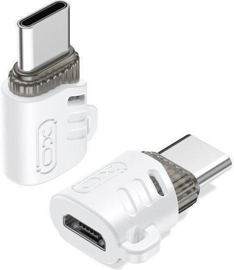 Μετατροπέας USB-C female σε micro USB female Λευκό 1τμχ