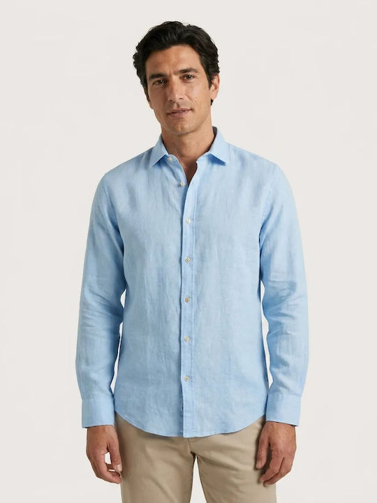 Short Sleeve Linen Shirt Light Blue