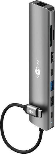 Goobay Hub 11 Porturi USB 3.2 cu Conectare USB-C / Ethernet Gri