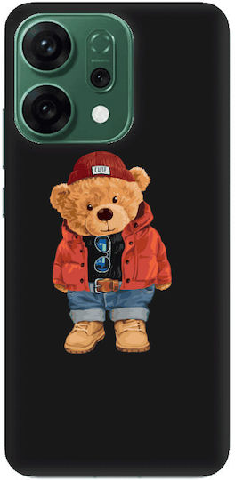 Oppo Reno 14 Bear In A Hat Black Colored Silicone Tpu Mobile Phone Case