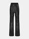 Damen Hochgeschnittenes Stoff Capris in Loose Passform Schwarz