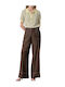 Women's Palazzo Trousers with Fit Brown