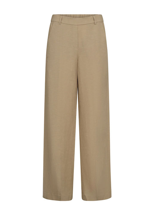 Women's Fabric Trousers in Regular Fit Beige
