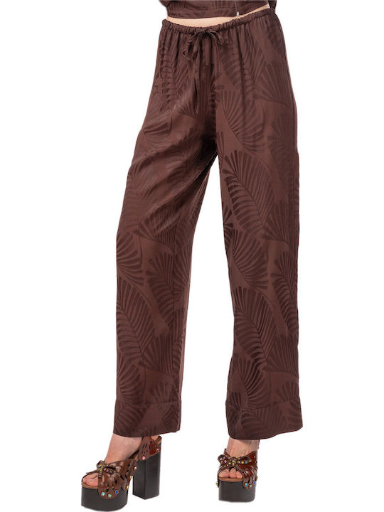 MY T Γυναικείο Υφασμάτινο Παντελόνι Brown