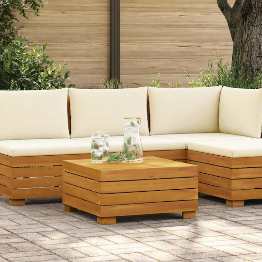 Wooden Outdoor Garden Armchair Brown with Cushion 60x60x30cm