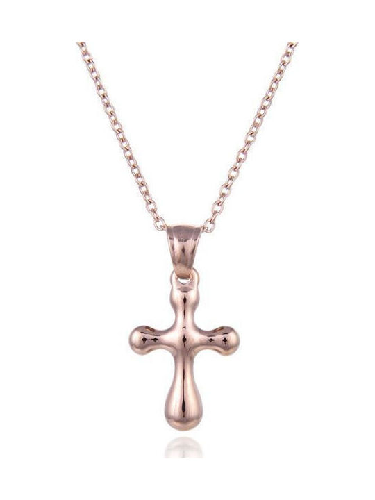Silver And More Кръст от Розово Златна Стомана с Верига