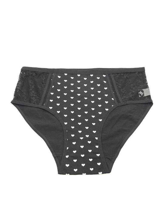 Power Flower Cotton Women's Slip with Lace Black