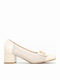 Leather Heels with Medium Beige Heel