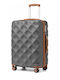 Miss Lulu British Traveller Large Hard Suitcase Grey and Brown with 4 Wheels Height 75cm