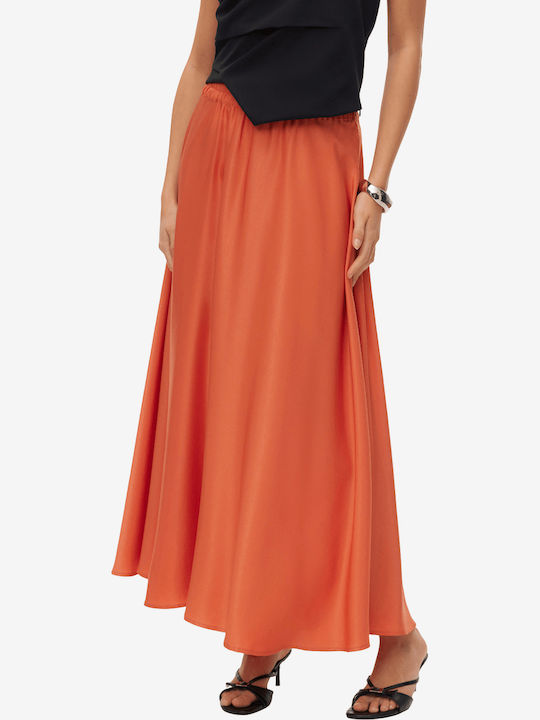 Vero Moda Ψηλόμεση Maxi Φούστα Κλος Πορτοκαλί