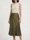 Satin Midi Khaki Skirt