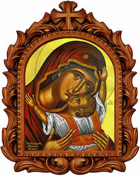 Holy Mary Kardiotissa Oval Wood-Carved 39cm