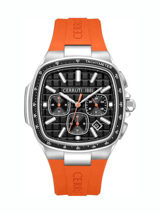 Cerruti Men's Chronograph Battery Watch with Orange Rubber Strap