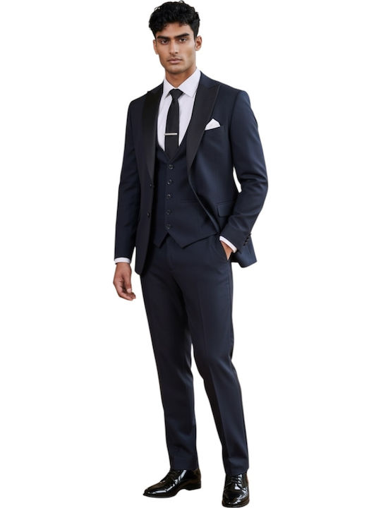 Herrenanzug Mit Weste Blau 1-2930.106 Blau 48 S