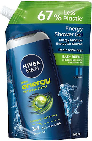 Nivea Shower Energy Nachfüllung Schaumbad in Gel für Herren Feuchtigkeitsspendend 500ml