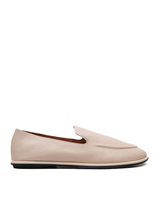 Δερμάτινα Γυναικεία Loafers σε Μπεζ Χρώμα