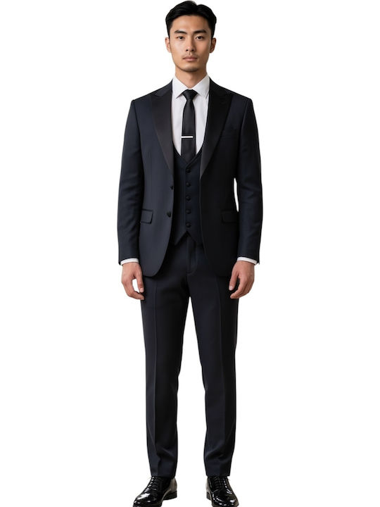 Men's Groom's Suit with Vest Blue