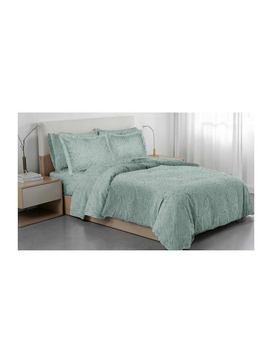 Linea Home Set Bed Sheets with 1 Pillowcase Super-Double 220x260cm Petrol Blue (4 Pieces)
