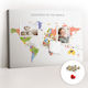 Modern Cork Notice Board Canvas + Multicolored Pins Map of Flags 60x40 Cm