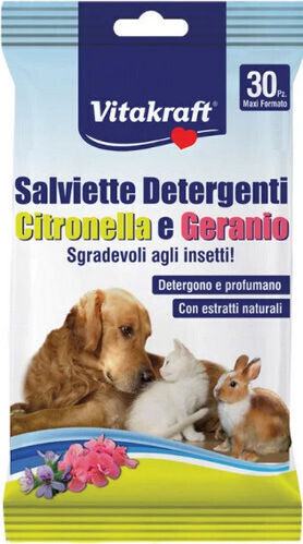 Vitakraft Μαντηλάκια Citronella & Geranio Σκύλους Γάτες Τρωκτικά 30τεμ Vitakraft