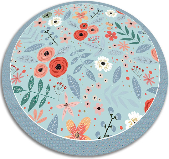 Round Decorative Vinyl Office Rug Meadow Flowers Ø 100 Cm