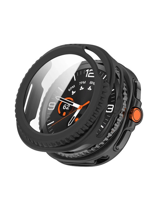 Bizon Husă Plastică cu Sticlă Călită în Culoare Neagră pentru Samsung Galaxy Watch 8 Classic 46mm