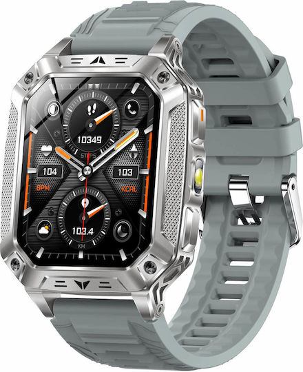 Microwear AK86 Smartwatch with Heart Rate Monitor Silver Silicone