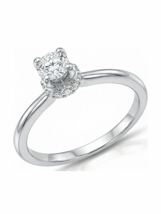 Kiriakos Gofas Single Stone Ring In 18K White Gold With Diamond Kiriakos Gofas Single Stone Ring In 18K White Gold With Diamond
