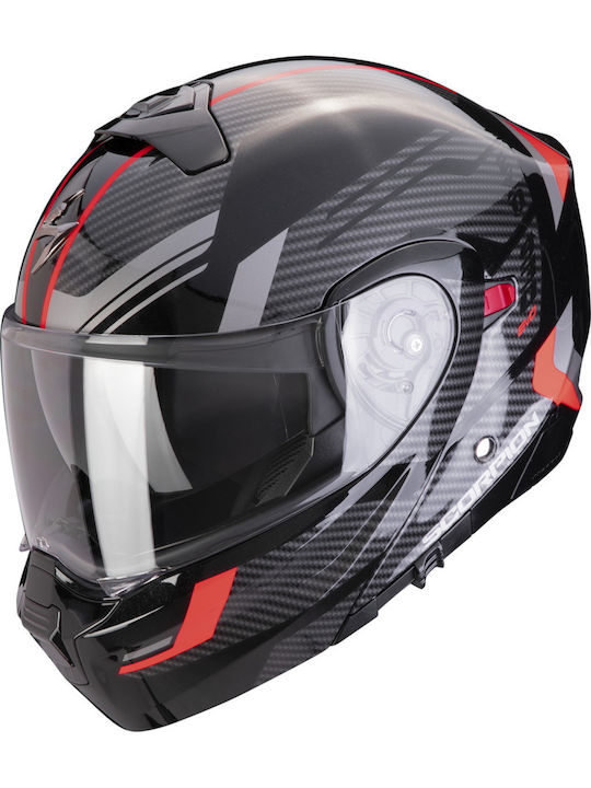 Scorpion Exo-930 Evo Black-Silver-Red Motorcycl...