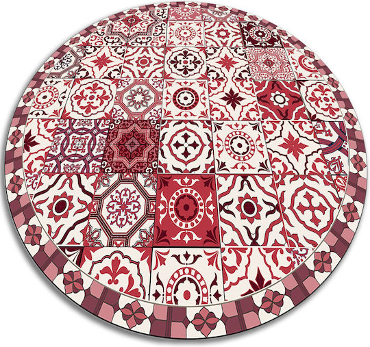 Tulup Non-Slip Round Red Rug Φ120cm