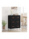 Sideboard aus Holz & Metall mit Schubladen Schwarze Eiche 69.5x34x90cm