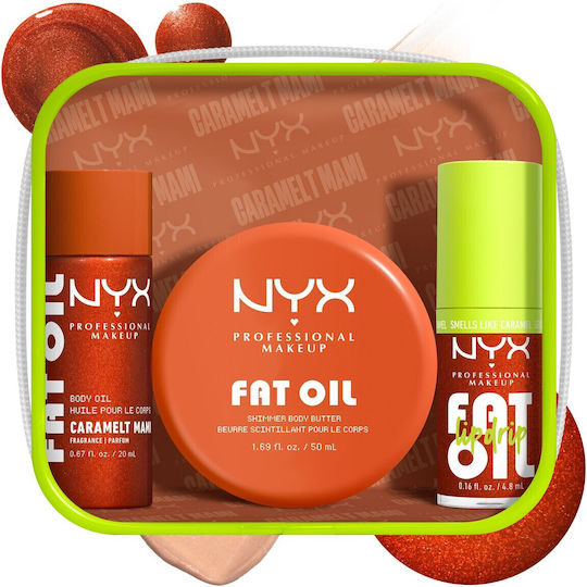 NYX Professional Makeup Fat Oil Комплект За Пътуване За Устни И Тяло За Хидратация И Блясък Карамелт Мами 4 Бр