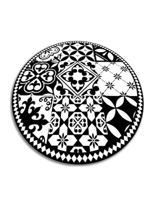 Tulup Covoraș Rotund de Bucătărie Negru 120cm