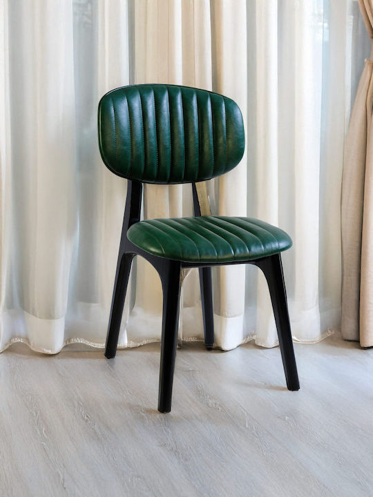Dining Chair With Genuine Leather Black 47x47x47cm