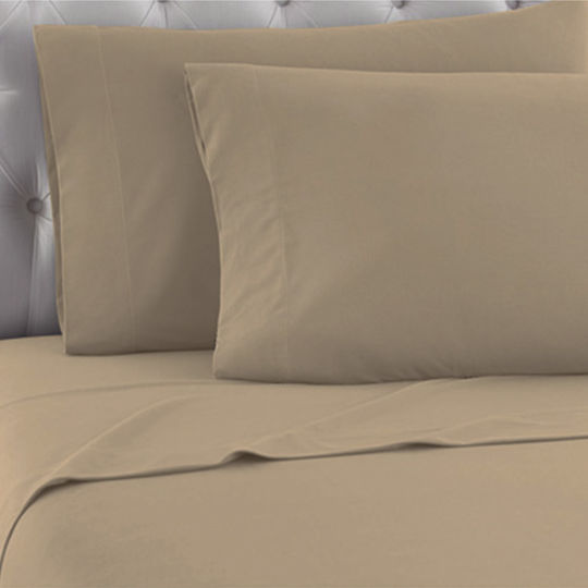 TnS Double Bed Sheet With Rubber Hugger 160x200+25cm Beige