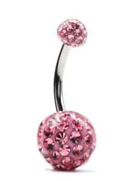 Silver And More Belly Button Piercing Earring Gold Plated Steel 10 x 5mm Pink
