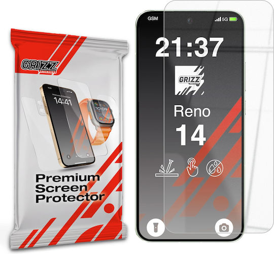 Grizzglass Hybridglass Tempered Glass Screen Protector Compatible Oppo Reno 14 Transparent