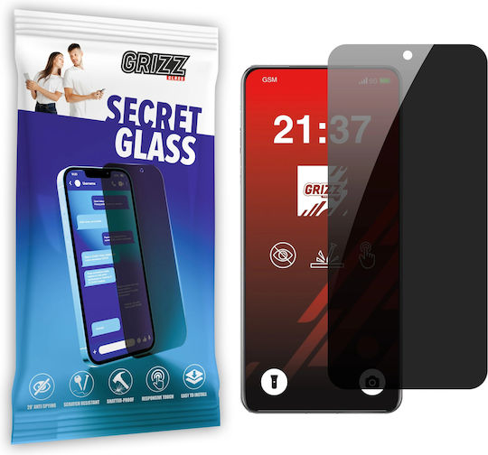 Grizzglass Secretglass Privacy Tempered Glass Screen Protector Compatible Oppo Find X8 Pro Black