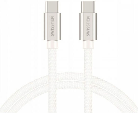 Swissten Braided USB 2.0 Cable USB-C Male - USB-C 60W Silver 3m 71527211