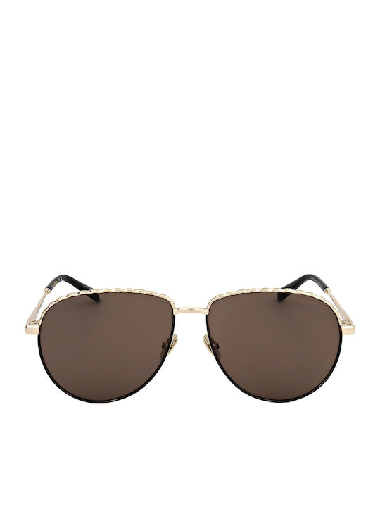 Sandro Unisex Sonnenbrillen mit Gold Rahmen und Braunen Gläsern