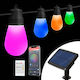 Set 15 Lămpi Solare Suspendate Ghirlandă 1.3W RGBW Bluetooth cu Fotocelulă și Telecomandă IP65