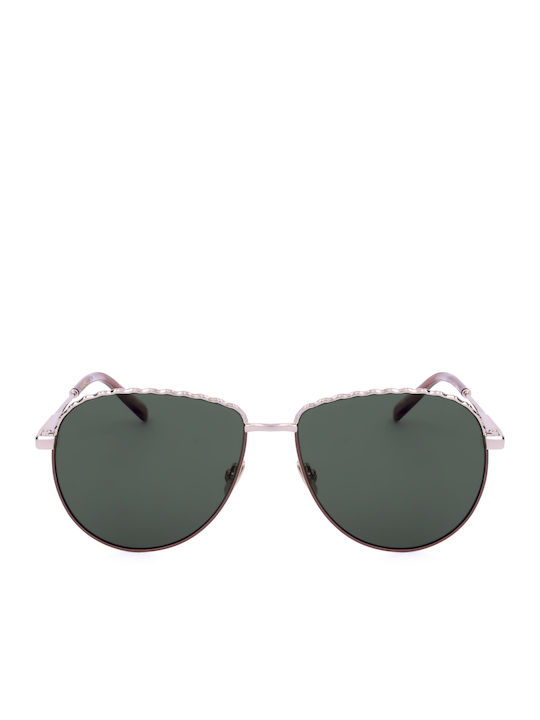 Sandro Unisex Sunglasses With Silver Frame And Green Lens