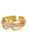 Women's Ring with Diamond & Zircon Made of Gold Plated Steel