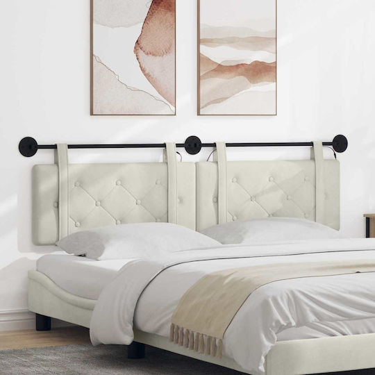 vidaXL Pernă cu LED pentru Tăblie de Pat, din Țesătură, Bej, 170x55 cm