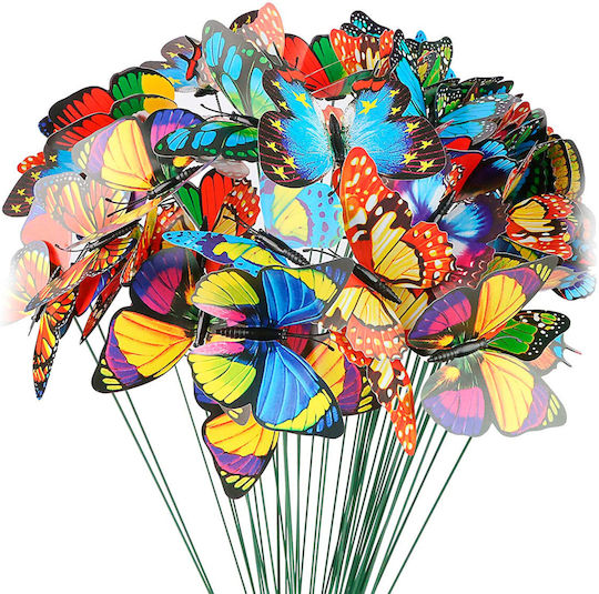 Garden Decoration Butterfly 29 Cm Outdoor Ornament Fixing Rod Pvc Plastic Multicolor