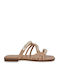 Leder Flache Sandalen für Damen Braun