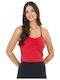 Women's Crop Sleeveless Red Top