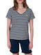 Women's Striped Blue T-shirt 67CB2TS802 Blue Dark