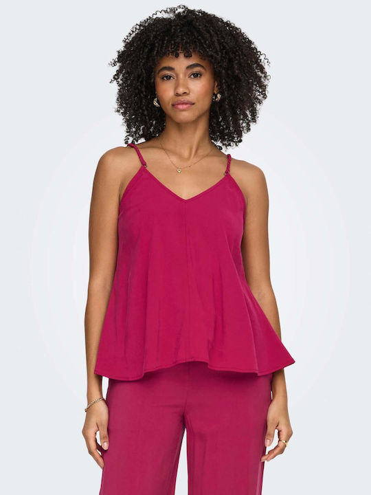 Only Damen Bluse Ärmellose Fuchsie